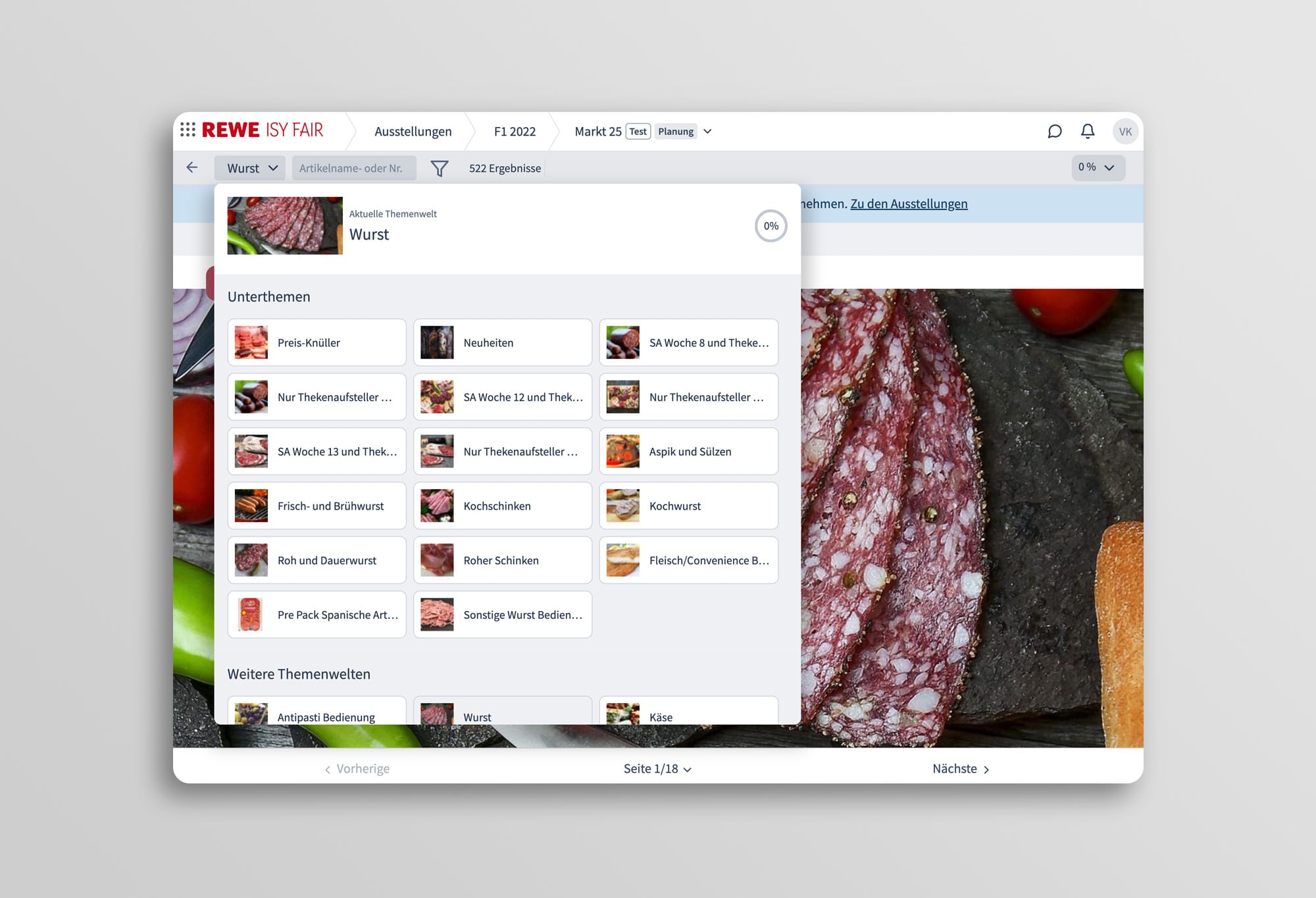 Artikelübersicht digitale Ausstellung von Rewe ISY FAIR